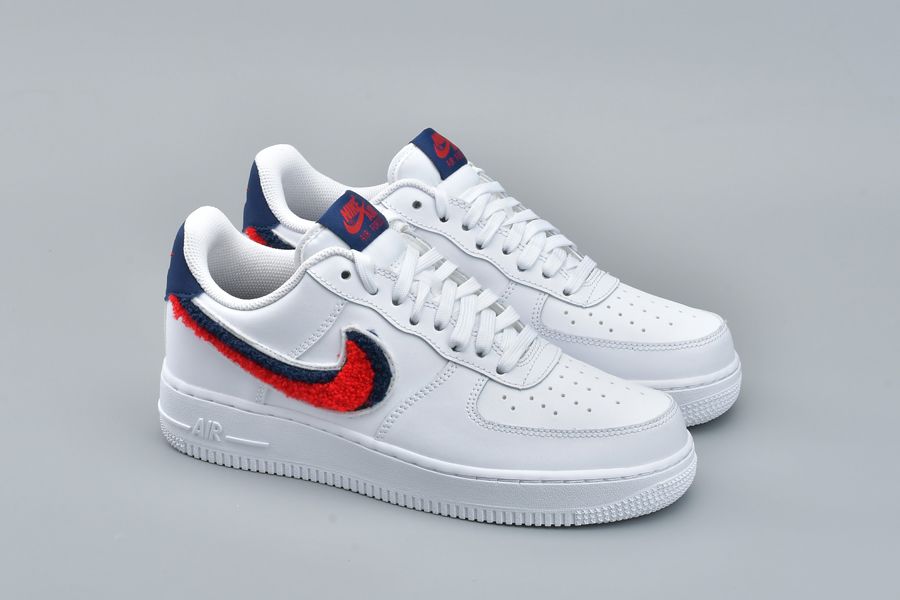 Nike Air Force 1 Low 3D Chenille Swoosh White Red Blue 823511-106 ...
