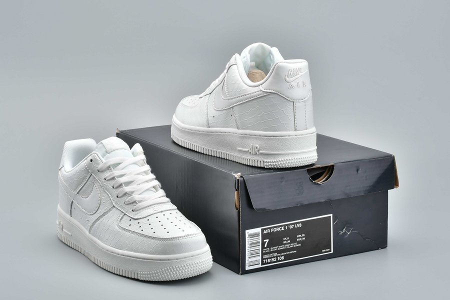 Nike Air Force 1 Low Triple White Scaly Textured Leather Print ...