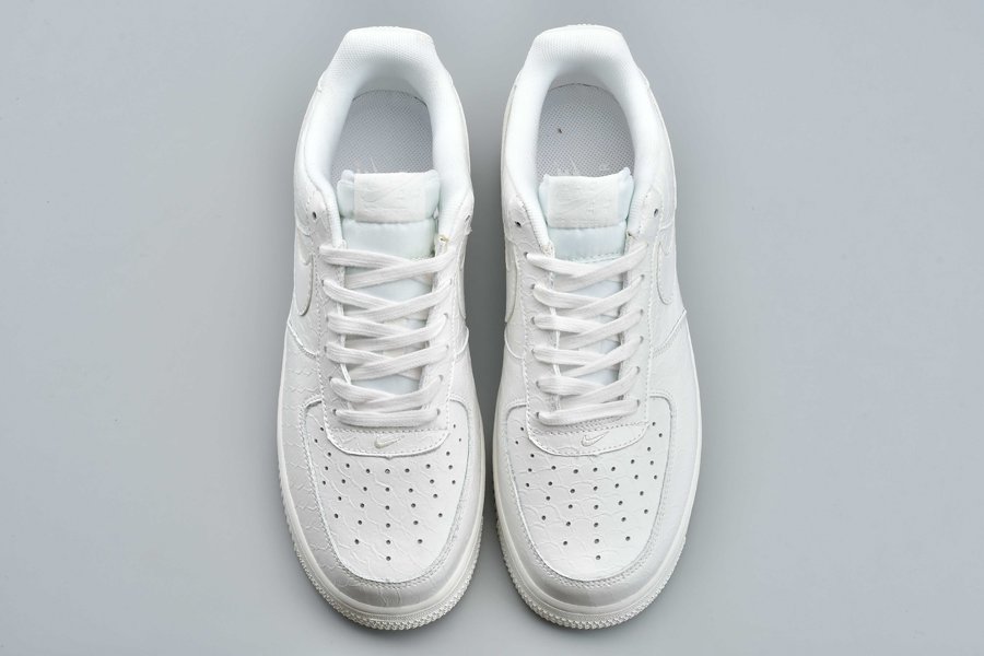 Nike Air Force 1 Low Triple White Scaly Textured Leather Print ...