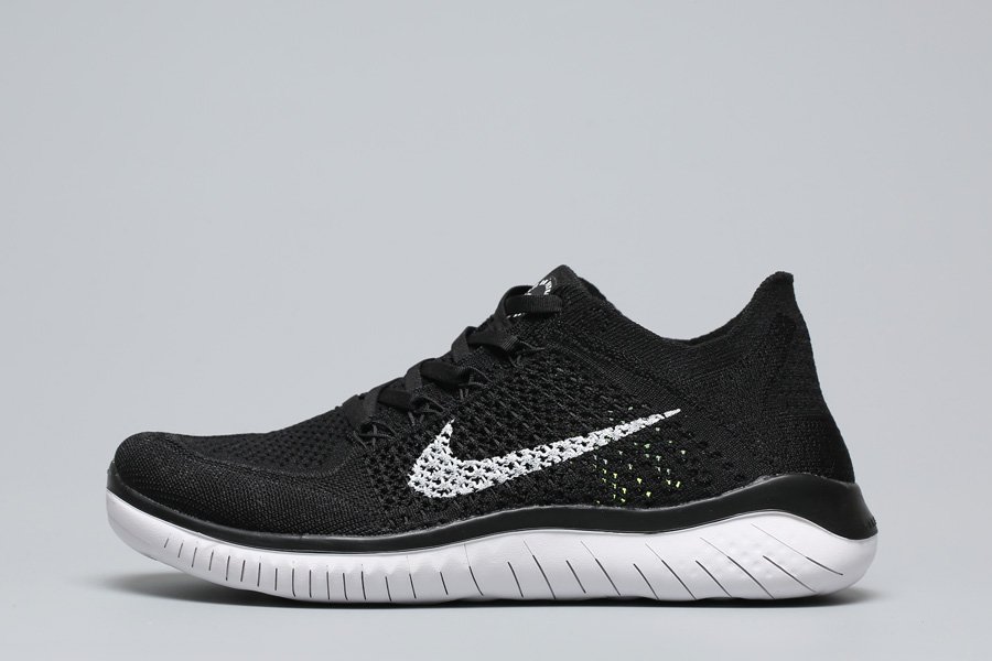 nike free rn flyknit black and white