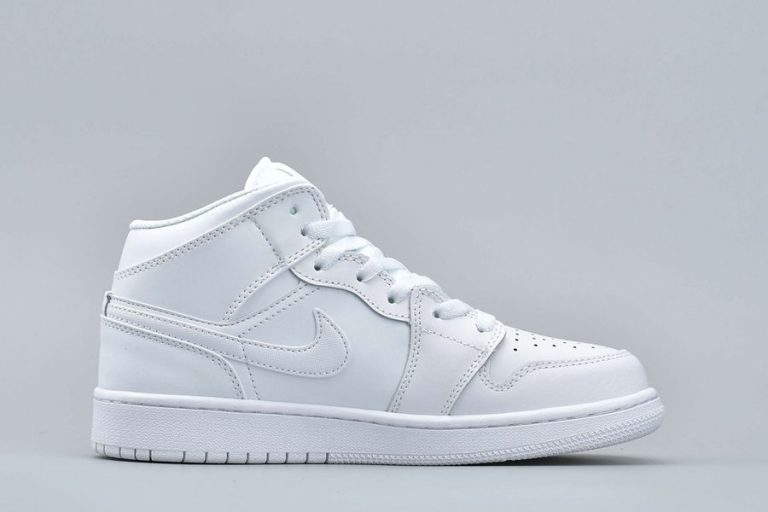 Grade School Air Jordan Retro 1 Mid White/Pure Platinum