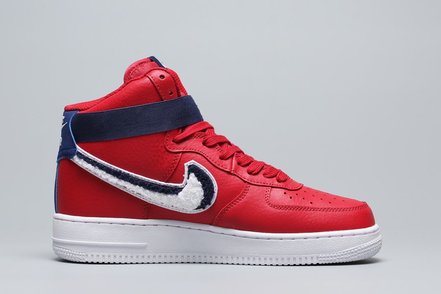 Nike Air Force 1 High 07 “Chenille Swoosh” Gym Red/White-Navy - FavSole.com