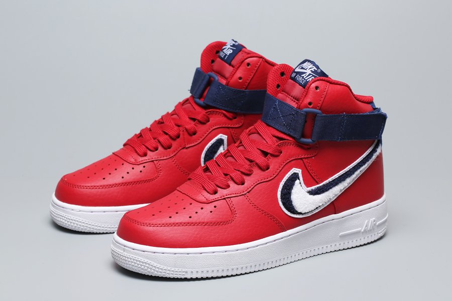 Nike Air Force 1 High 07 “Chenille Swoosh” Gym Red/White-Navy - FavSole.com