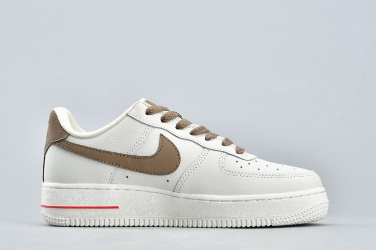 Custom NikeiD Air Force 1 Low White Brown Red - FavSole.com