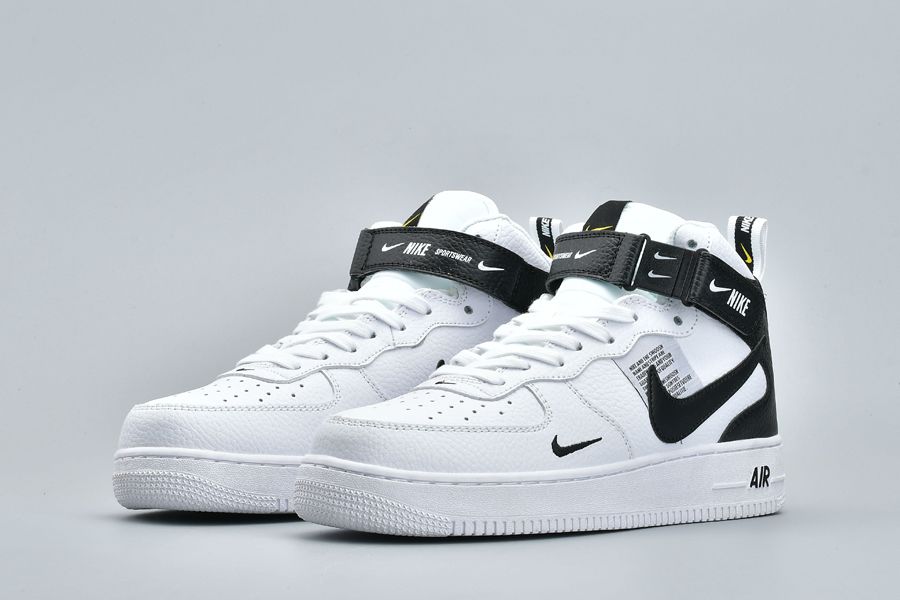 Nike Air Force 1 Mid Utility White Black Casual Shoes - FavSole.com