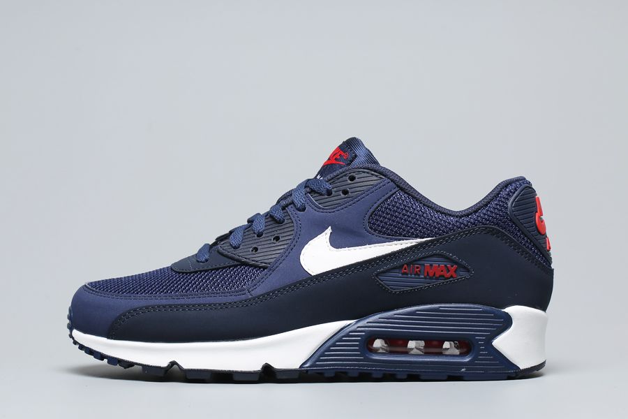 poison taste I wash my clothes Mens Nike Air Max 90 Essential Midnight Navy/White-University Red -  FavSole.com