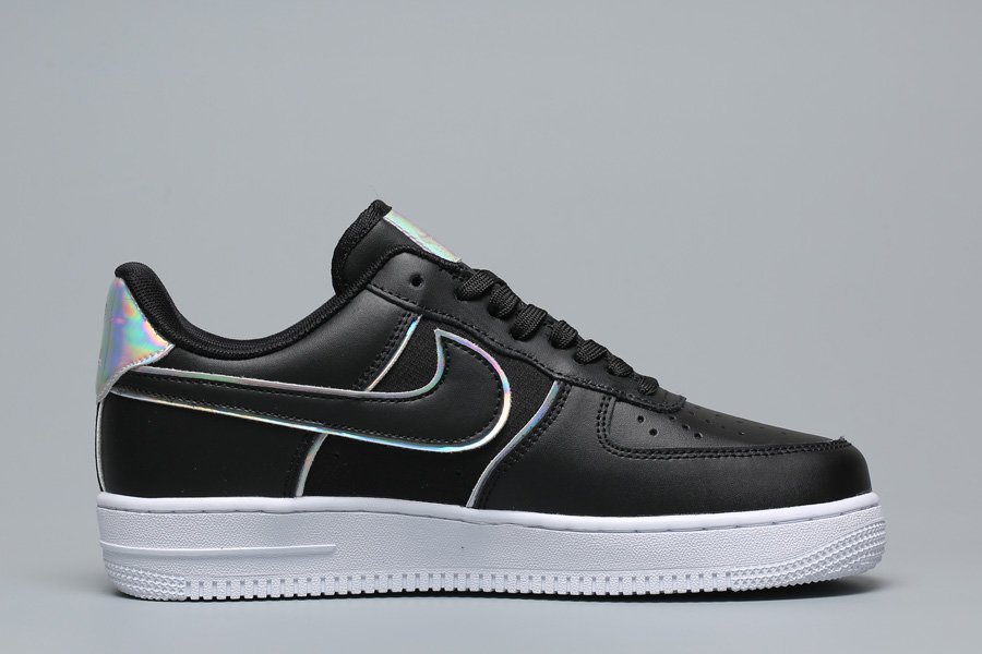 Nike Air Force 1 Low Black Iridescent Silver Outline New - FavSole.com