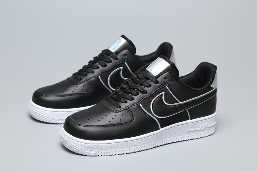 Nike Air Force 1 Low Black Iridescent Silver Outline New - FavSole.com