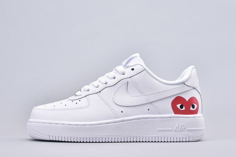 Comme des Garcons PLAY x Nike Air Force 1 “CDG” White Red - FavSole.com