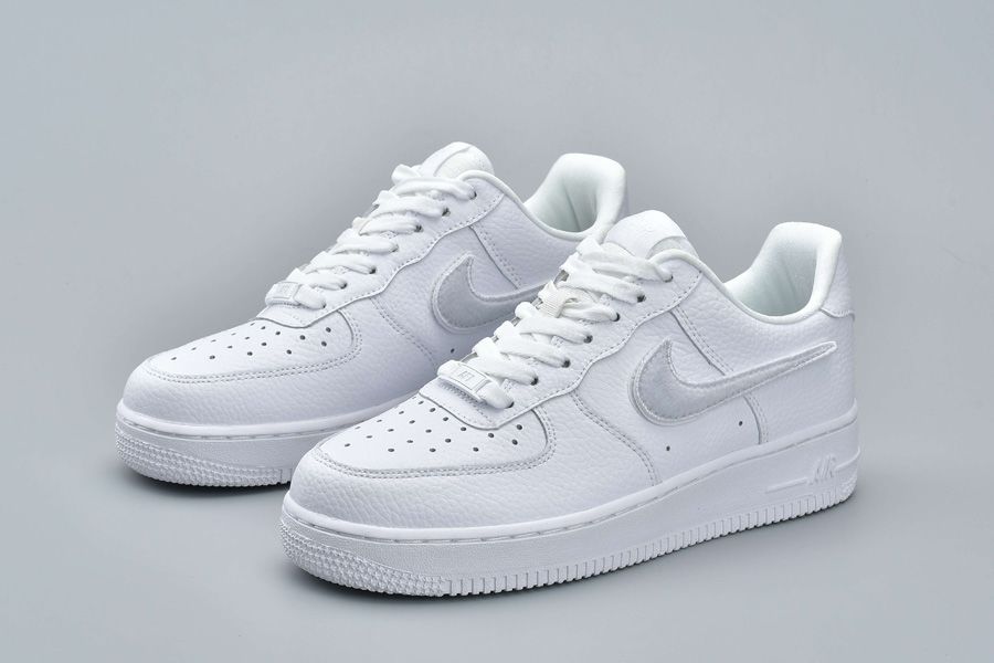 White Nike Air Force 1-100 Low With Replaceable Swoosh Logos - FavSole.com