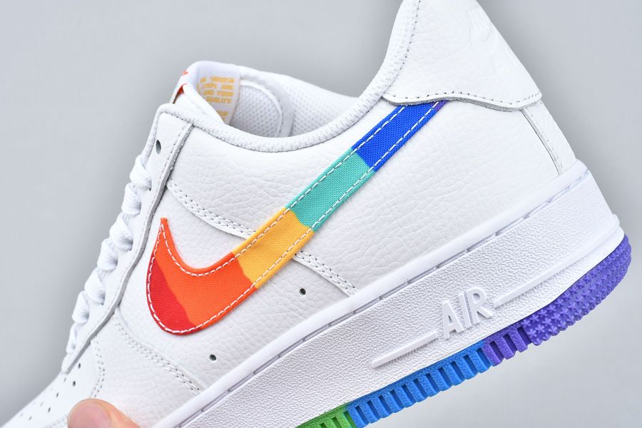 Colorful Sole Nike Air Force 1 Low White Rainbow Swoosh - FavSole.com