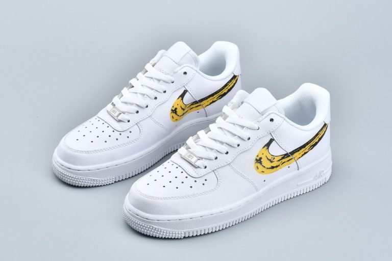 Custom Nike Air Force 1 Low DIY Swoosh White Yellow