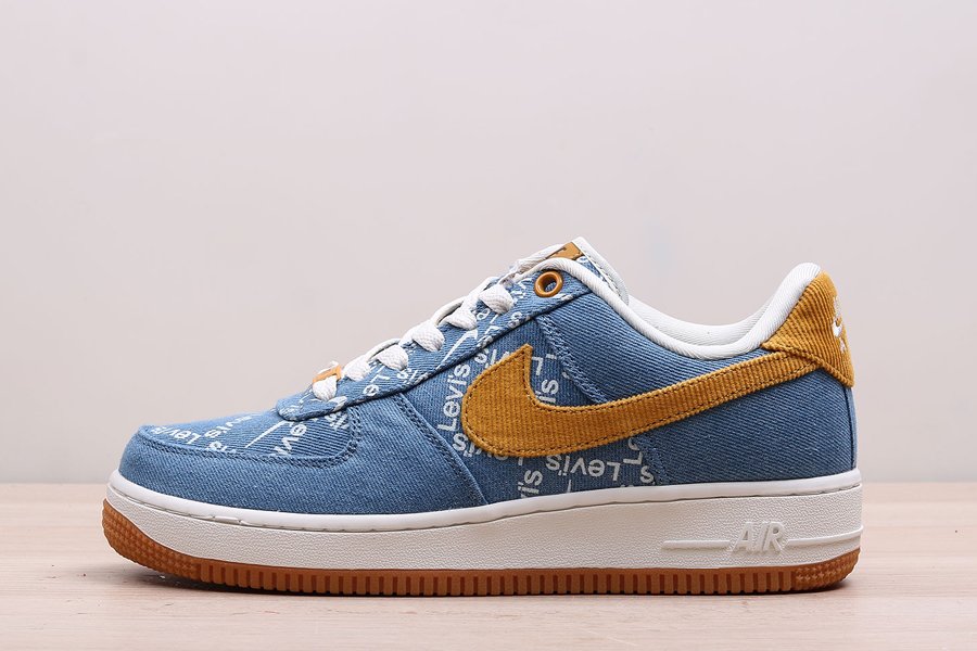 Levi's x Nike By You Air Force 1 Low Denim Blue Yellow Gum