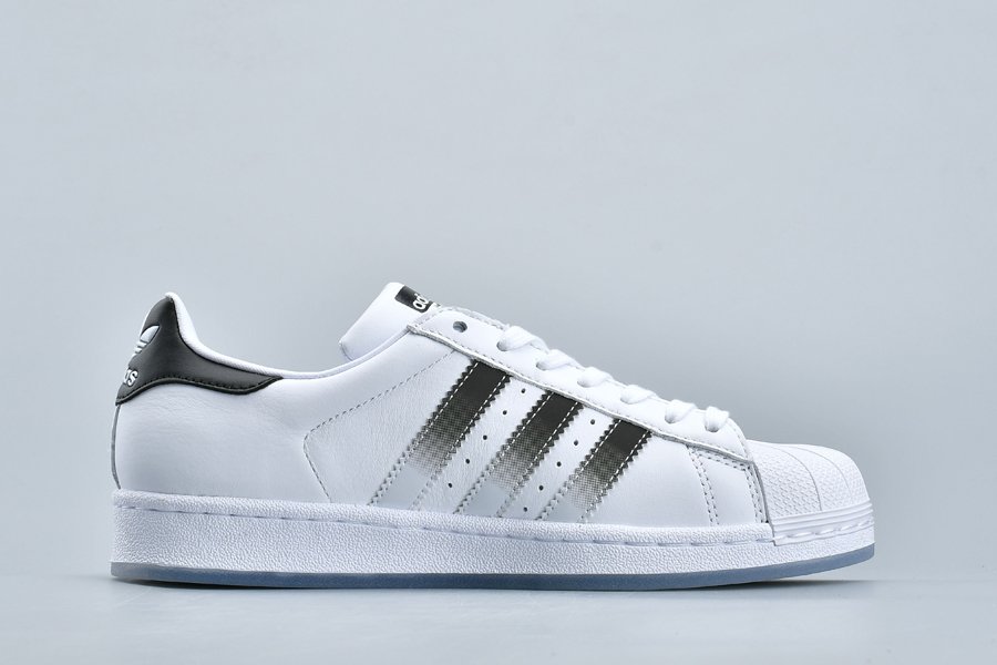 adidas Superstar Gradient White Black Plain Leather Sneakers - FavSole.com