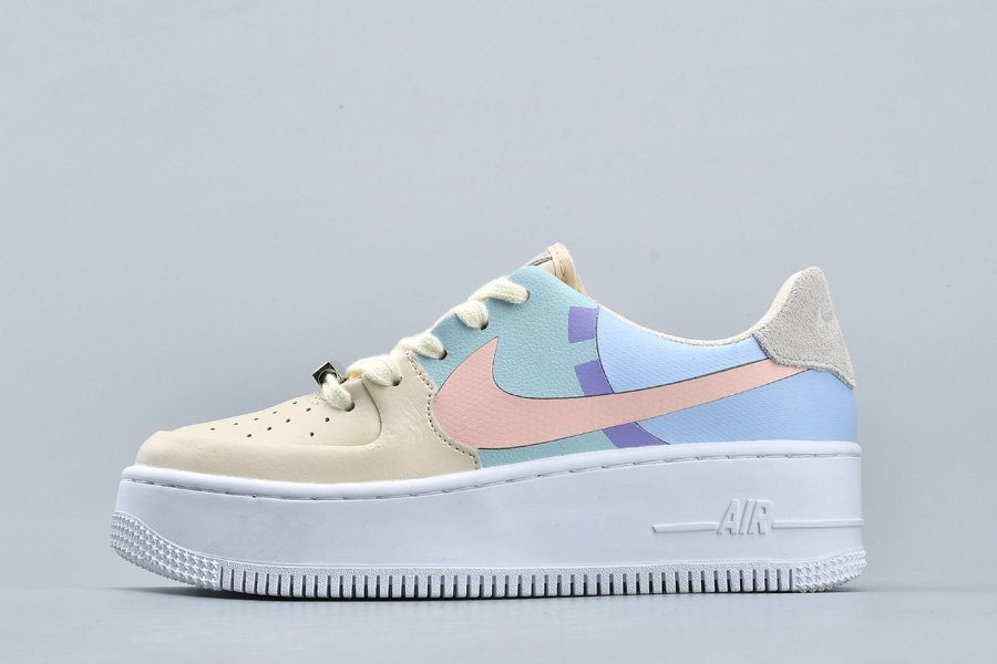Women's Nike Air Force 1 Sage Low LX Beige Pale Blue-Pink For Sale