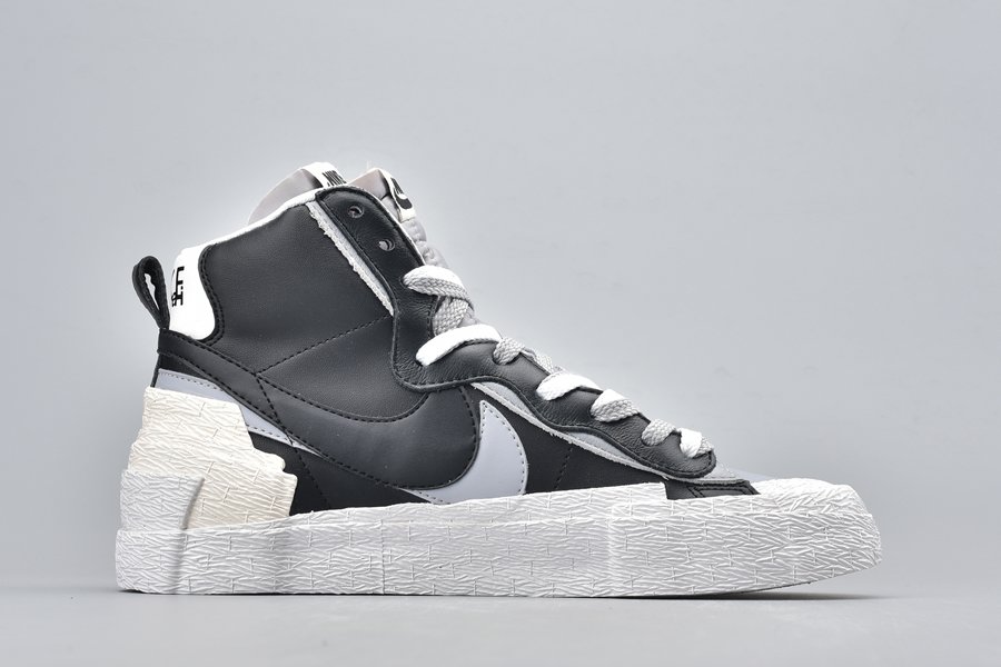 sacai x Nike Blazer Mid Black Wolf Grey BV0072-002 Side