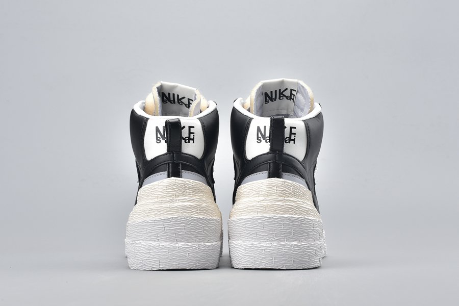 sacai x Nike Blazer Mid Black Wolf Grey BV0072-002 Heel