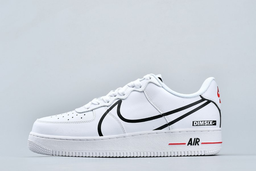 2020 Nike Air Force 1 React White Black-University Red On Sale