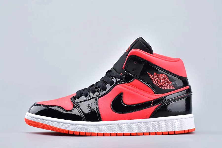 Air Jordan 1 Mid Hot Punch and Black Patent Leather On Sale