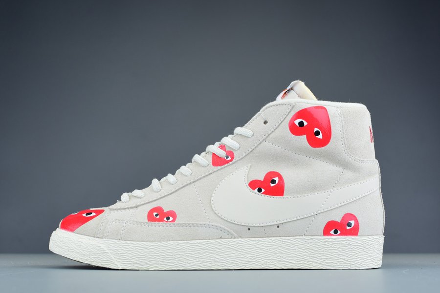 Comme des Garcons PLAY Heart Face Nike Blazer High Sail Red For Sale