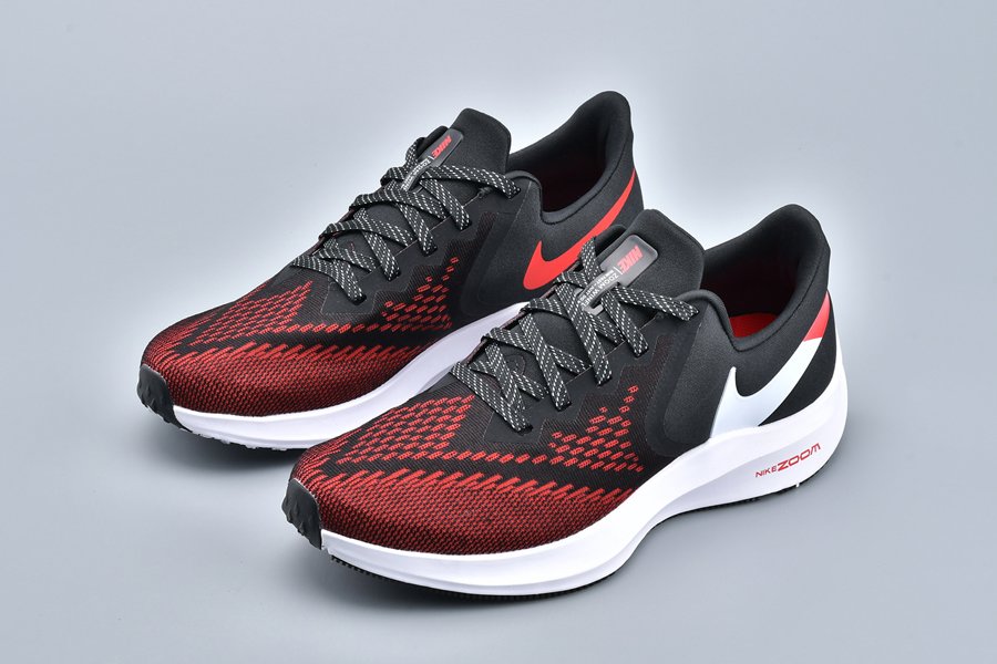 Nike Zoom Winflo 6 Black White Red Men’s Running Shoes - FavSole.com