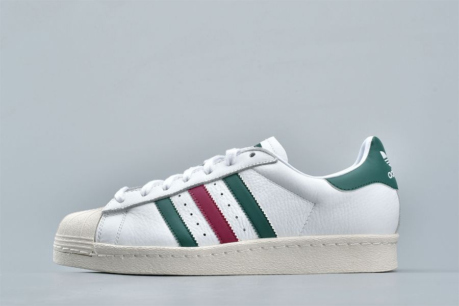 adidas Superstar 80s Italian Stripes White Collegiate Green Mystery Ruby For Sale