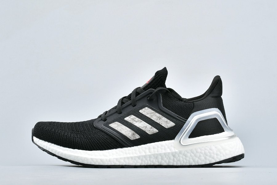 adidas Ultra Boost 2020 Black Silver White Running Shoes For Men