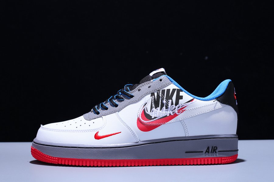 New Design Nike Air Force 1 Time Capsule Script Swoosh White Blue Red For Sale