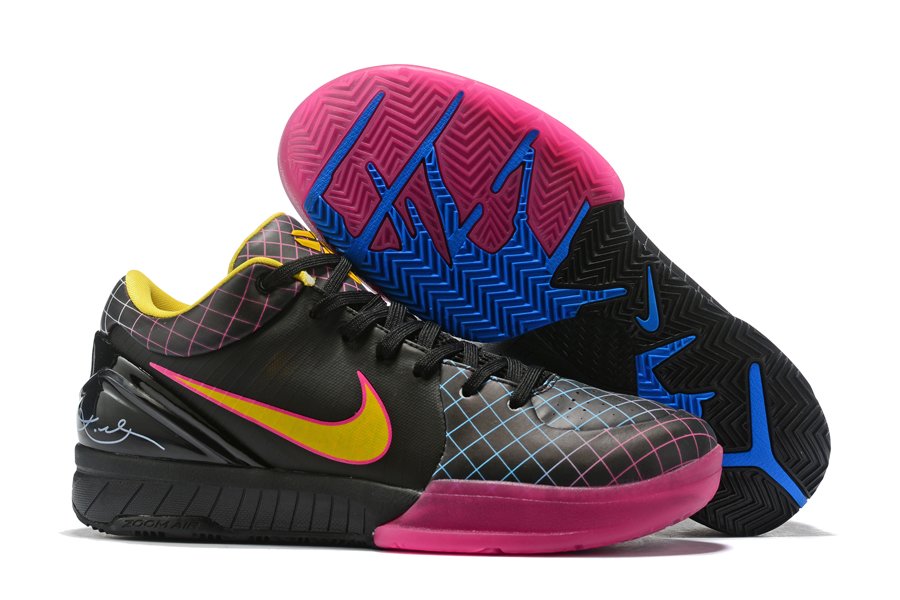 Buy Kobe 4 Protro Black Yellow Pink Mens Basketball Shoes