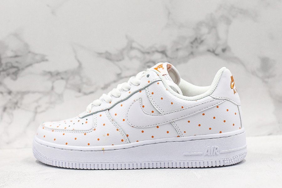 Nike WMNS Air Force 1 07 Low Polka Dots White Orange For Sale