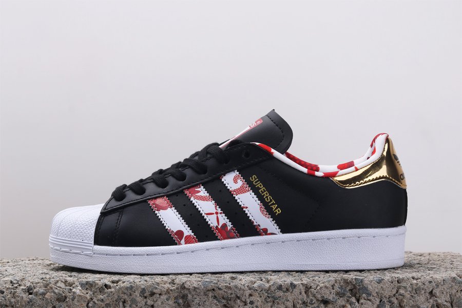 2020 adidas Superstar Chinese New Year Core Black Gold Metallic-White For Sale