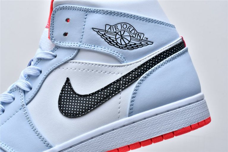 half blue polka dot swoosh 1s