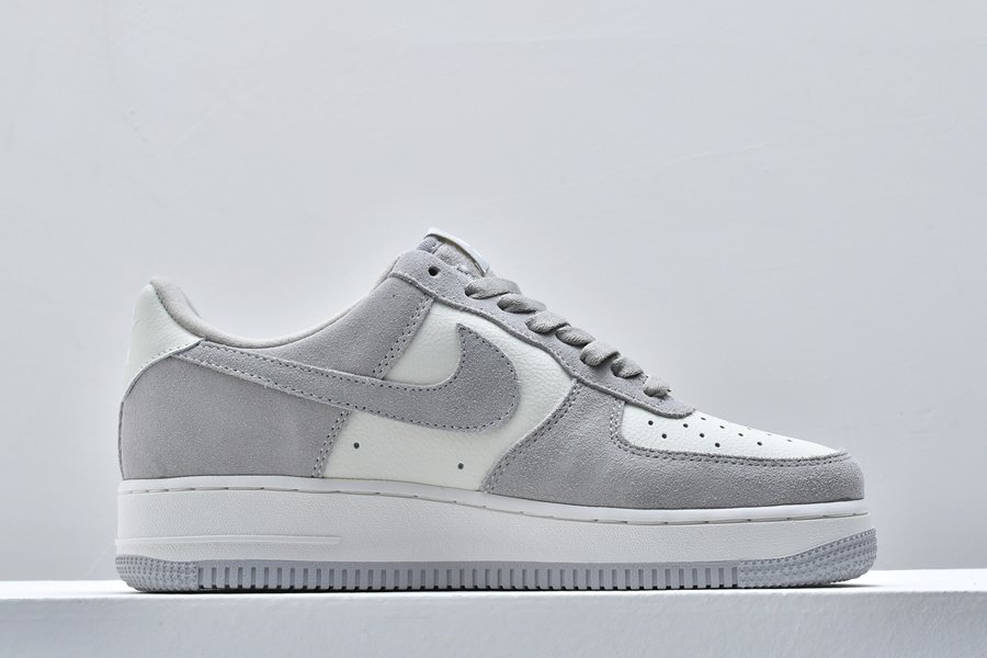 Nike Air Force 1 Low White/Light Smoke Grey Suede Pas Cher - FavSole.com
