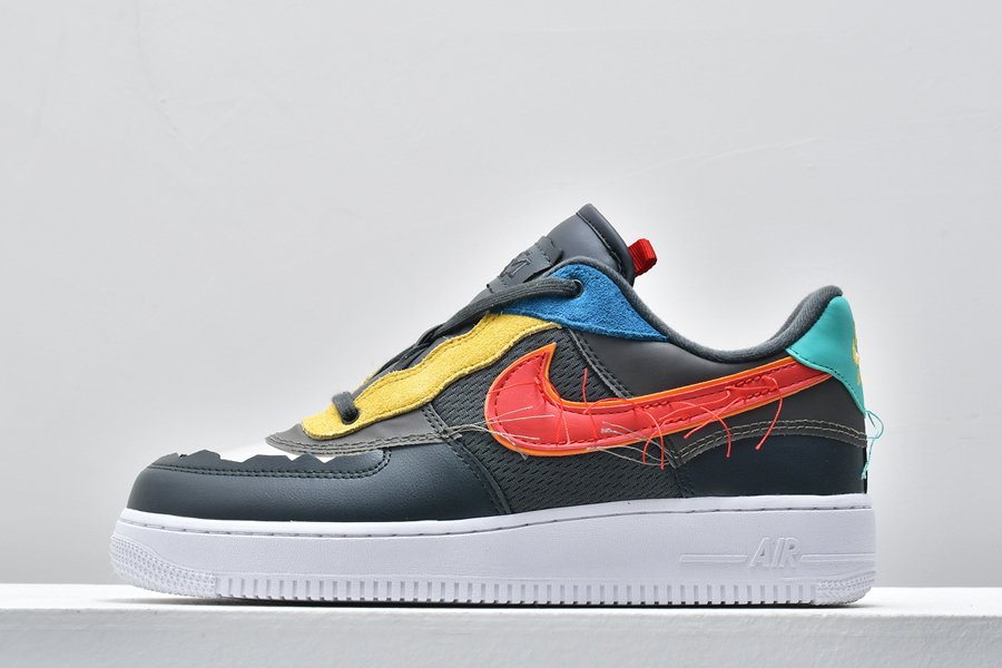 2020 Nike Air Force 1 Low BHM Dark Smoke Grey Track Red For Sale