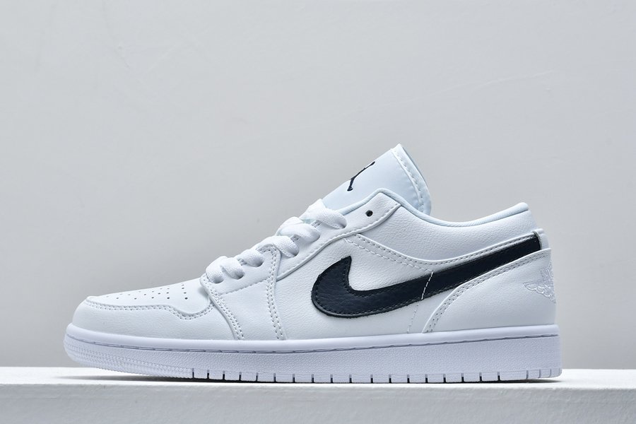 Buy Air Jordan 1 Low White Obsidian With Navy Swooshes