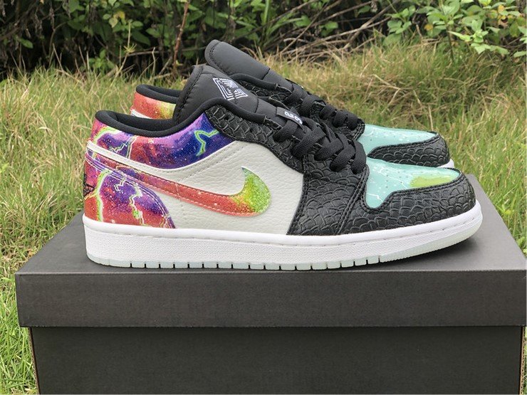 Buy Galaxy Print Air Jordan 1 Low With Snakeskin Textured Leather Upper