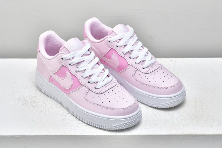 Grade School Size Nike Air Force 1 Low Pink Foam/White-Pink Rise ...