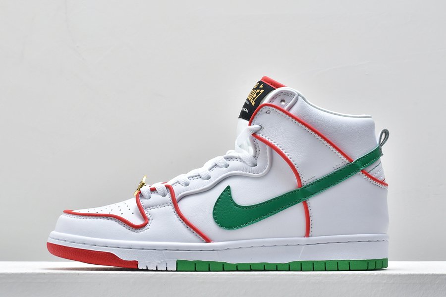 Paul Rodriguez x Nike SB Dunk High White University Red-Green For Sale