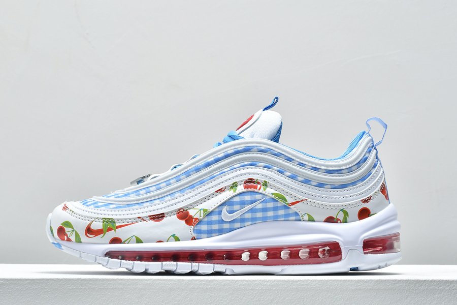 Buy Nike Air Max 97 With Cherry Graphics and Gingham White Blue