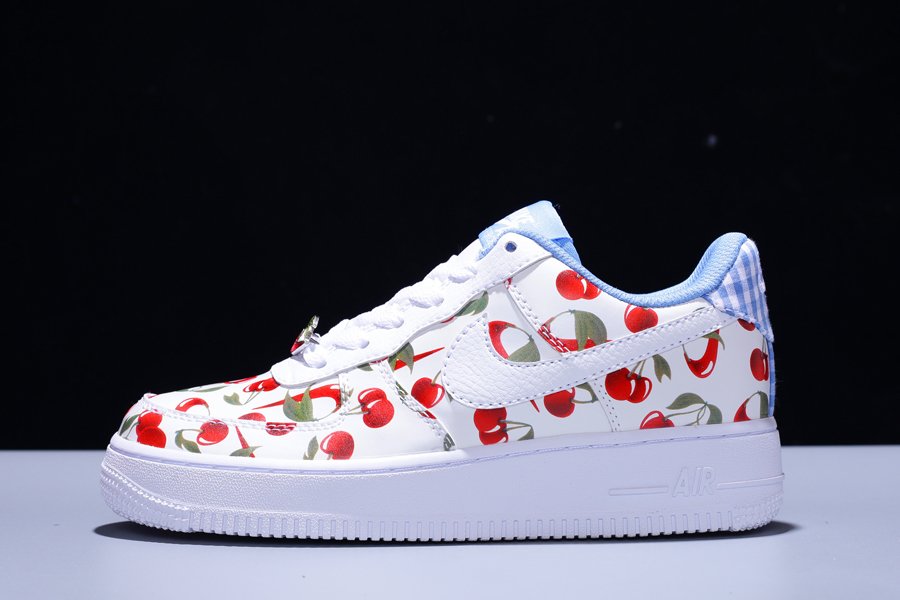 Grade School Size Nike Air Force 1 Low Cherry White Red Blue For Sale