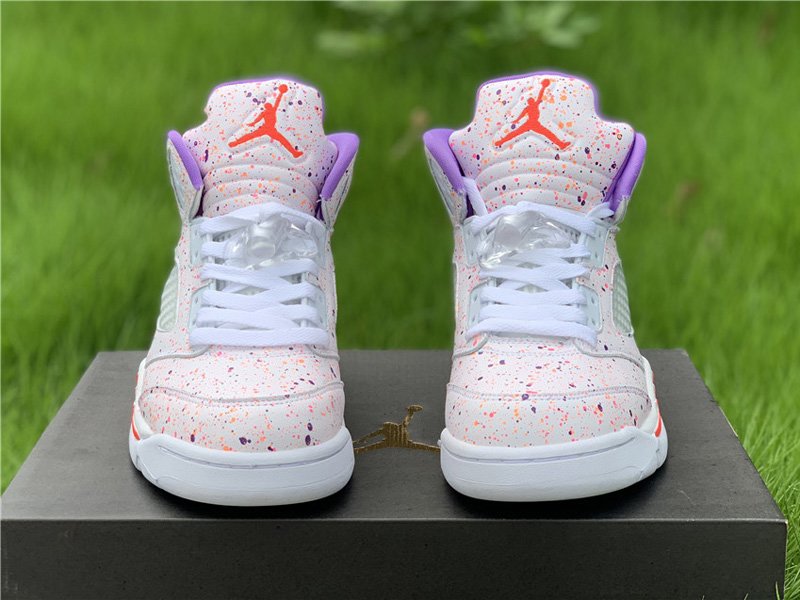 2020 Air Jordan 5 GS Easter With Multicolored Splatter Print Front