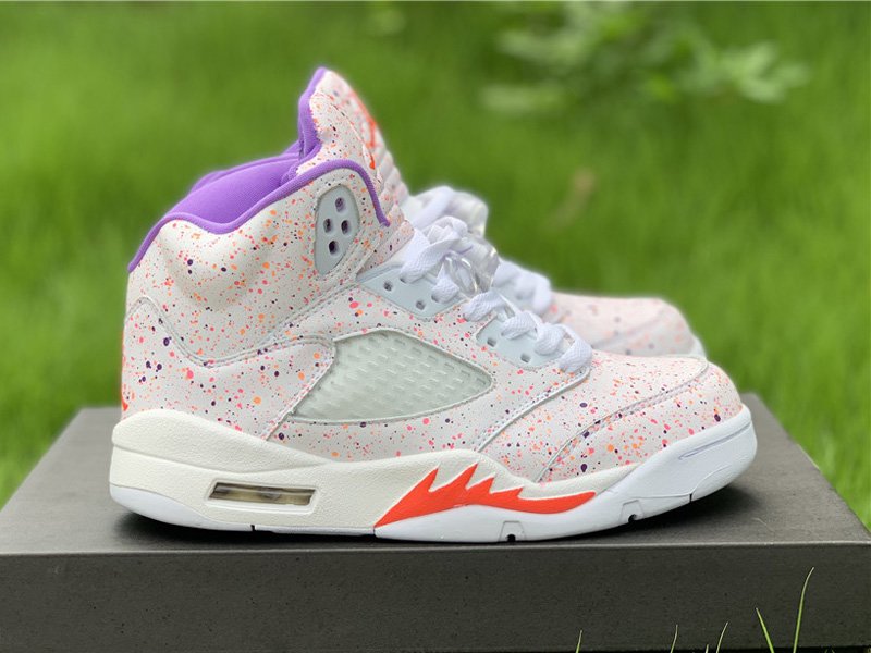 2020 Air Jordan 5 GS Easter With Multicolored Splatter Print Right