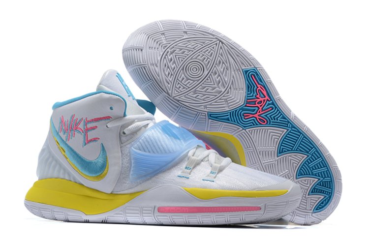 Nike Kyrie 6 Neon Graffiti With Vintage Logos In White Cheap Sale