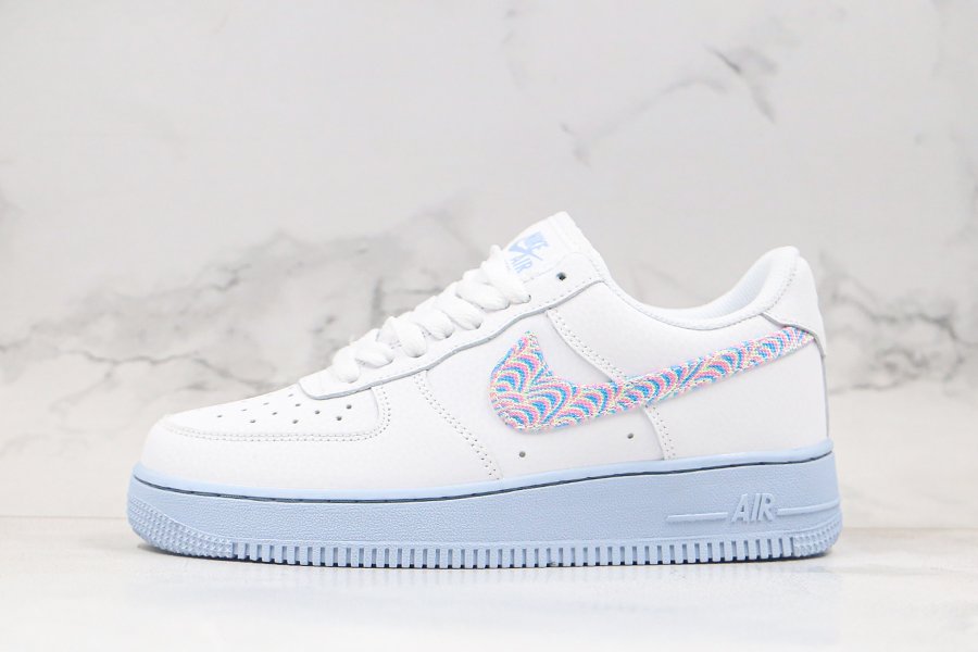 Buy Nike Air Force 1 07 White Hydrogen Blue With Stylish Swooshes