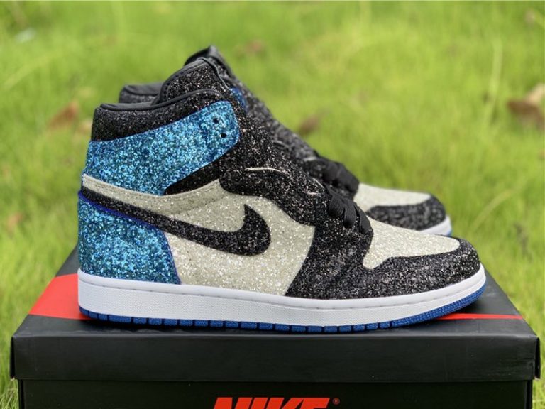 Fragment Design x Air Jordan 1 “Glitter” Customs Blue White Black