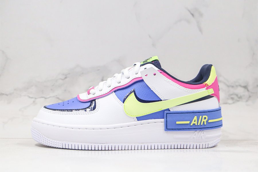 Nike Air Force 1 Shadow White Barely Volt Blue Pink