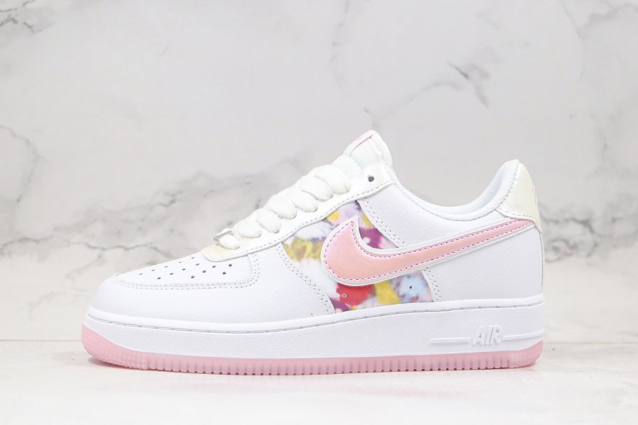 White Pink Nike Air Force 1 Low Come With Flower-print and Rose Details