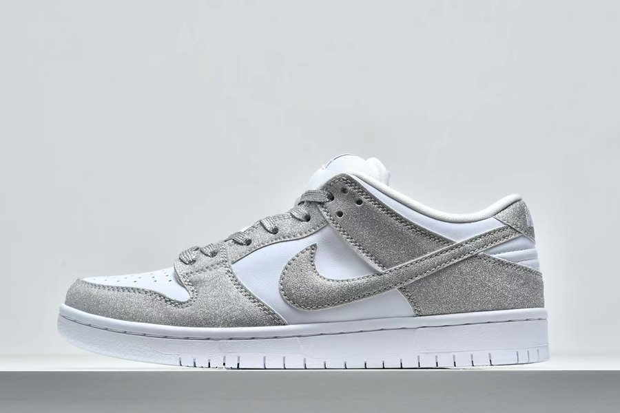 New Nike SB Dunk Low Pro Shiny Silver White To Buy