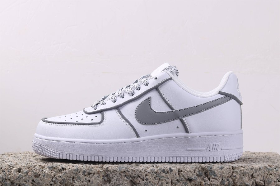 Nike AF1 Low White 3M Reflective On The Swoosh and Shoelace