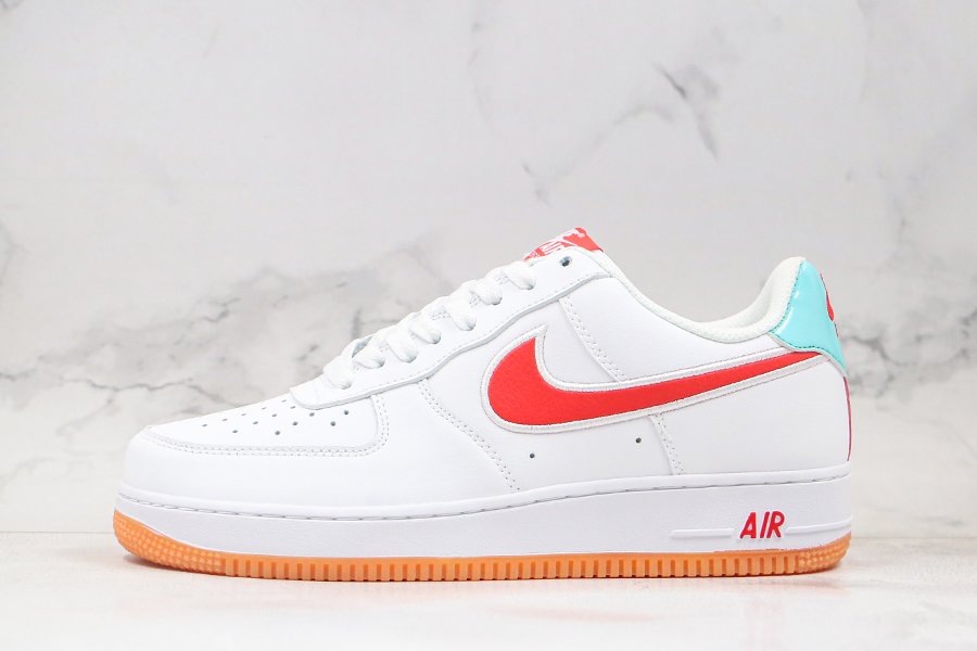 Nike Air Force 1 Low White Red Gum Blue Heel For Sale